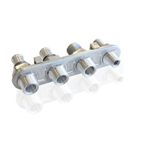 Aeroflow Billet A/C Bulkhead 4 Port Inline 3X-10,1X-6 Barb Rear AF88-2005