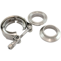 Aeroflow 1-1/4" V-Band Clamp Kit Steel Weld Flanges Stainless Steel Clamp