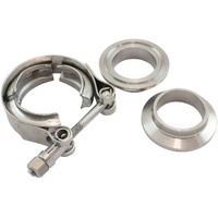 Aeroflow 1-1/4" V-Band Clamp Kit Steel Weld Flanges Alloy Rings Stainless Clamp