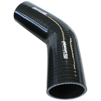 Aeroflow Gloss Black 45° Silicone Elbow Hose 3-1/8" (79mm) I.D - 4-Ply, 13/64" (5.3mm) Wall Thickness, 5-45/64" (145mm) Leg