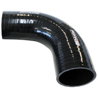 Aeroflow Gloss Black 90° Silicone Elbow Hose 3-1/8" (79mm) I.D - 4-Ply, 13/64" (5.3mm) Wall Thickness, 5-45/64" (145mm) Leg