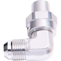 Aeroflow 90 Deg 3/4" NPT To -12AN Silver Male Swivel Thread AF922-12-12S