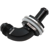 Aeroflow 90 Degree Fuel Cell Bulkhead -6AN to 5/16" Barb - Black Finish
