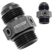 Aeroflow -12 ORB to -12AN Fitting w/ 3x 1/8" NPT Ports Black AF944-12BLK