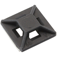 Aeroflow Cable Tie Self Adhesive Mount 12.5mm x 12.5mm 50 Pack Black