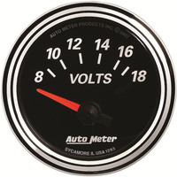 Auto Meter Gauge Designer Black II Voltmeter 2 1/16 in. 18V Electrical Analog Each AMT-1293
