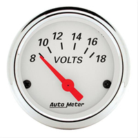 Auto Meter Gauge Arctic White Voltmeter 2 1/16 in. 18V Electrical Analog Each AMT-1391