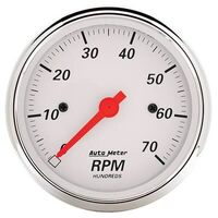 Auto Meter Gauge Arctic White Tachometer 3 1/8 in. 0-7K RPM In-Dash Analog Each AMT-1398