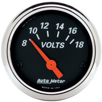 Auto Meter Gauge Designer Black Voltmeter 2 1/16 in. 18V Electrical Analog Each AMT-1483