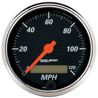 Auto Meter Gauge Designer Black Speedometer 3 1/8 in. 120mph Electric Programmable w/ LCD Odometer Analog Each AMT-1487