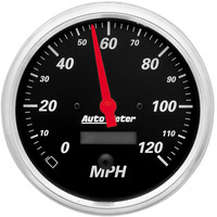 Auto Meter Gauge Designer Black Speedometer 5 in. 120mph Electric Programmable w/ LCD Odometer Analog Each AMT-1489