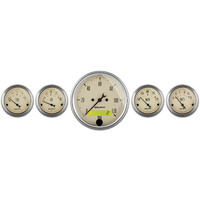 Auto Meter Gauge Kit Speedometer Antique Beige 3 1/8 in. & 2 1/16 in. Electrical Analog Set of 5 AMT-1809