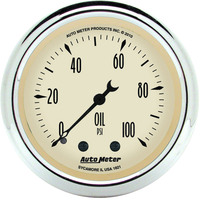 Auto Meter Gauge Antique Beige Oil Pressure 2 1/16 in. 100psi Mechanical Analog Each AMT-1821