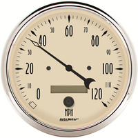 Auto Meter Gauge Antique Beige Speedometer 5 in. 120mph Electric Programmable w/ LCD Odometer Analog Each AMT-1889
