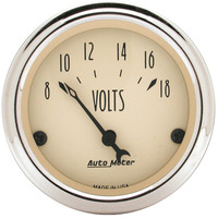 Auto Meter Gauge Antique Beige Voltmeter 2 1/16 in. 18V Electrical Analog Each AMT-1891