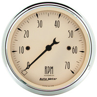 Auto Meter Gauge Antique Beige Tachometer 3 1/8 in. 0-7K RPM In-Dash Analog Each AMT-1898