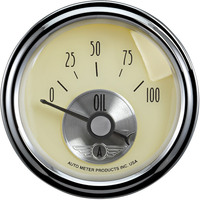 Auto Meter Gauge Prestige Oil Pressure 2 1/16 in. 100psi Electrical Antique Ivory Analog Each AMT-2027