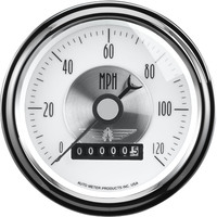 Auto Meter Gauge Prestige Speedometer 3 3/8 in. 120mph Electric Programmable W/Wheel Odemeter Pearl Analog Each AMT-2085