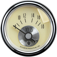 Auto Meter Gauge Prestige Voltmeter 2 1/16 in. 18V Electrical Antique Ivory Analog Each AMT-2092