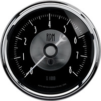 Auto Meter Gauge Prestige Tachometer 3 3/8 in. 0-8K RPM In-Dash Black Diamond Analog Each AMT-2096