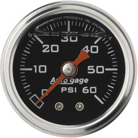 Auto Meter Gauge Fuel Pressure 1.5 in. Analog 60psi Liquid Filled Mechanical Black 1/8 in. NPTF Male Each AMT-2173