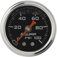 Auto Meter Gauge Fuel Pressure 1.5 in. Analog 100psi Liquid Filled Mechanical Black 1/8 in. NPTF Male Each AMT-2174