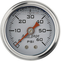 Auto Meter Gauge Fuel Pressure 1.5 in. Analog 60psi Liquid Filled Mechanical White 1/8 in. NPTF Male Each AMT-2176