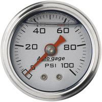 Auto Meter Gauge Fuel Pressure 1.5 in. Analog 100psi Liquid Filled Mechanical Silver 1/8 in. NPTF Male Each AMT-2180