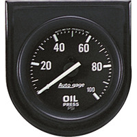 Auto Meter Gauge Console Autogage Oil Pressure 2 in. 100psi Black Dial Black Bezel Each AMT-2332