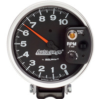 Auto Meter Gauge Autogage Tachometer 5 in. 0-10K RPM Pedestal w/ INT. Shift Light Black Each AMT-233903