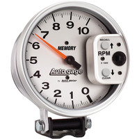Auto Meter Gauge Autogage Tachometer 5 in. 0-10K RPM Pedestal w/ Peak Memory Silver Each AMT-233907