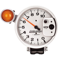 Auto Meter Gauge Autogage Tachometer 5 in. 0-10K RPM Pedestal w/ EXT. Shift-Lite Silver Each AMT-233911