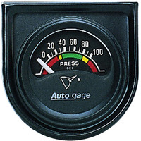 Auto Meter Gauge Console Autogage Oil Pressure 1.5 in. 100psi Electrical Black Dial Black Bezel Each AMT-2354