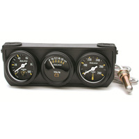 Auto Meter Gauge Console Autogage Oil Pressure/Water Temp./Volt 1.5 in. 100psi/280 Degrees F/18V Mechanical Black Dial Black Bezel Kit AMT-2396