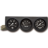 Auto Meter Gauge Console Autogage Oil Pressure/Water Temp./Volt 2 5/8 in. 100psi/280 Degrees F/16V Black Dial Black Bezel Kit AMT-2398