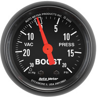 Auto Meter Gauge Z-Series Vacuum/Boost 2 1/16 in. 30 in. Hg/20psi Mechanical Analog Each AMT-2601