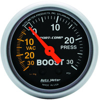 Auto Meter Gauge Sport-Comp Vacuum/Boost 2 1/16 in. 30 in. Hg/30psi Mechanical Analog Each AMT-3303
