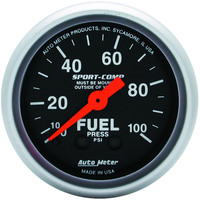 Auto Meter Gauge Sport-Comp Fuel Pressure 2 1/16 in. 100psi Mechanical Analog Each AMT-3312