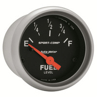 Auto Meter Gauge Sport-Comp Fuel Level 2 1/16 in. 0-90 Ohms Electrical Each AMT-3314