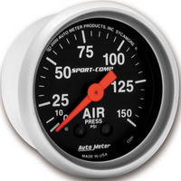 Auto Meter Gauge Sport-Comp Air Pressure 2 1/16 in. 150psi Mechanical Analog Each AMT-3320