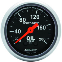 Auto Meter Gauge Sport-Comp Oil Pressure 2 1/16 in. 200psi Mechanical Each AMT-3322