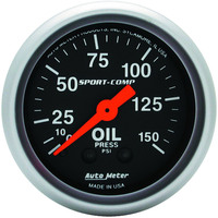 Auto Meter Gauge Sport-Comp Oil Pressure 2 1/16 in. 150psi Mechanical Analog Each AMT-3323