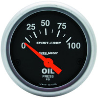 Auto Meter Gauge Sport-Comp Oil Pressure 2 1/16 in. 100psi Electrical Each AMT-3327