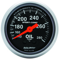 Auto Meter Gauge Sport-Comp Oil Temperature 2 1/16 in. 140-280 Degrees F Mechanical Analog Each AMT-3341