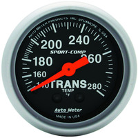 Auto Meter Gauge Sport-Comp Transmission Temperature 2 1/16 in. 140-280 Degrees F Mechanical 8ft. Analog Each AMT-3351