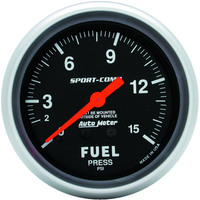Auto Meter Gauge Sport-Comp Fuel Pressure 2 5/8 in. 15psi Mechanical Each AMT-3411