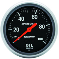 Auto Meter Gauge Sport-Comp Oil Pressure 2 5/8 in. 100psi Mechanical Each AMT-3421