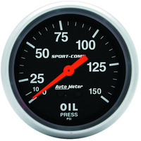 Auto Meter Gauge Sport-Comp Oil Pressure 2 5/8 in. 150psi Mechanical Analog Each AMT-3423