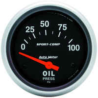 Auto Meter Gauge Sport-Comp Oil Pressure 2 5/8 in. 100psi Electrical Each AMT-3522