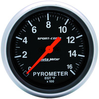 Auto Meter Gauge Sport-Comp Pyrometer (EGT) 2 5/8 in. 1600 Degrees F Digital Stepper Motor Analog Each AMT-3544